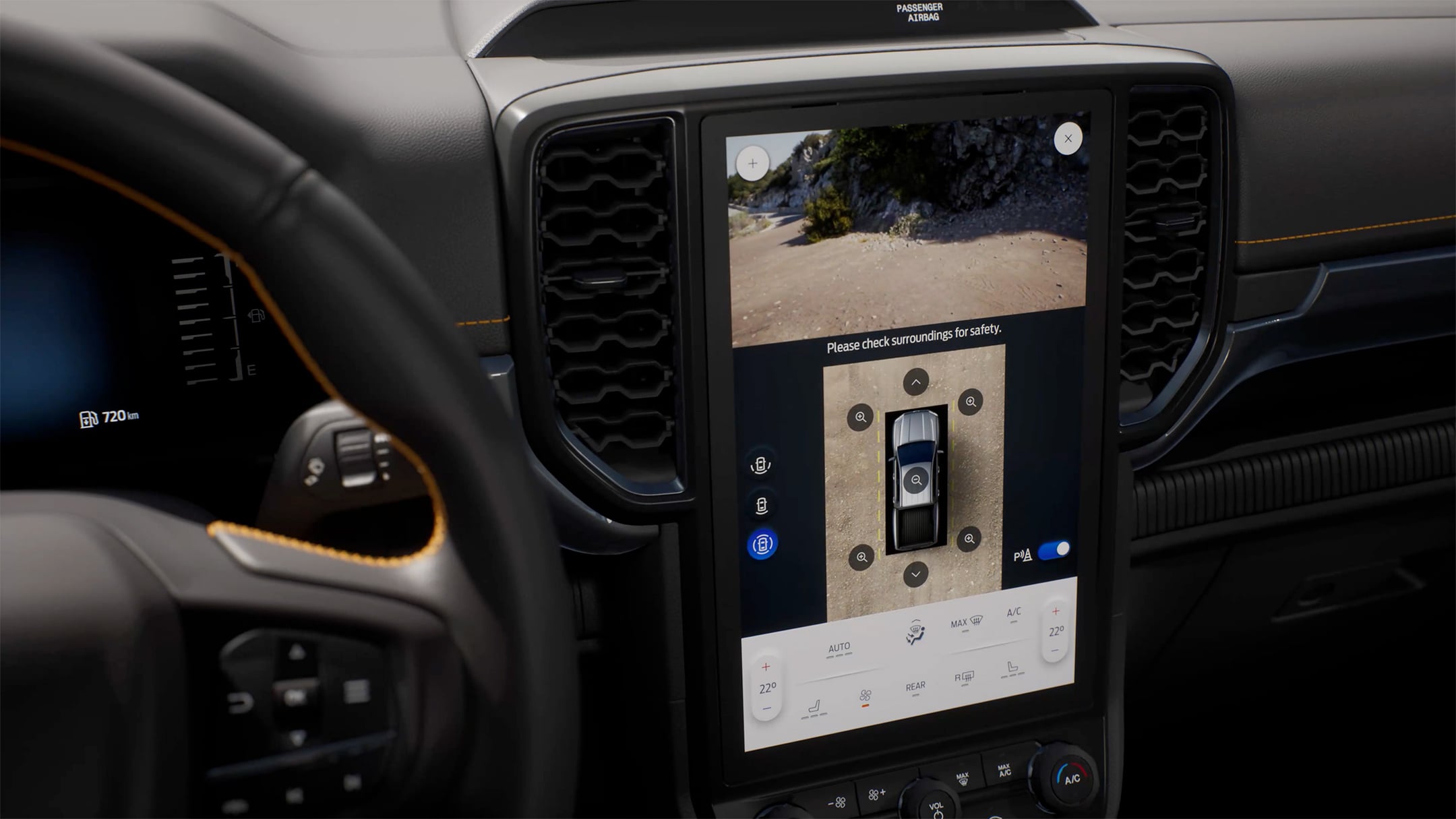 Ford Ranger 360-degree camera display