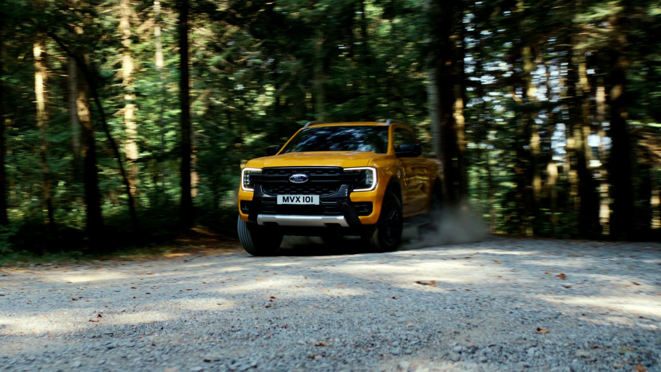 Ford Ranger emerging from the forest