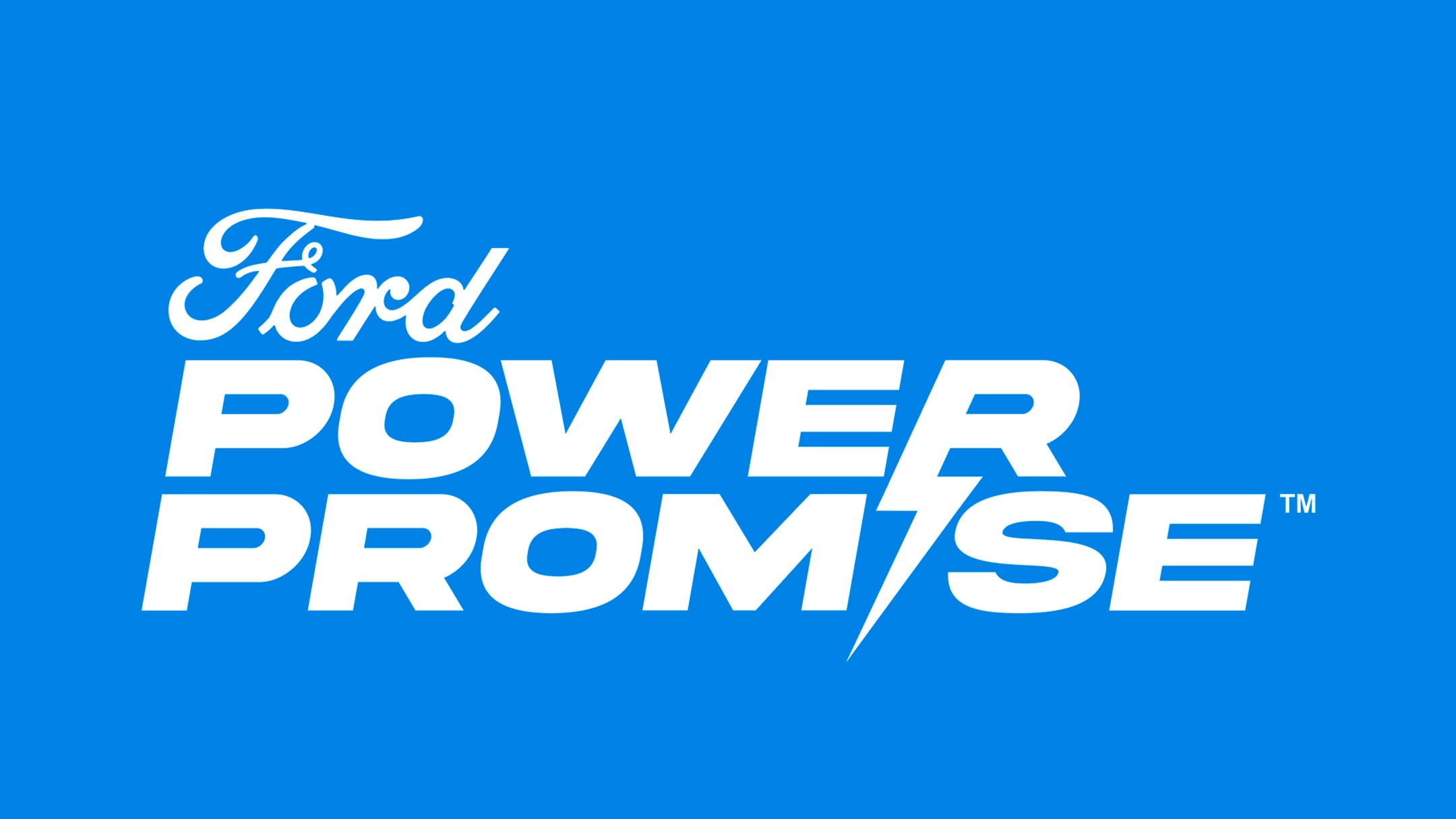 Ford Power Promise white text on a blue background