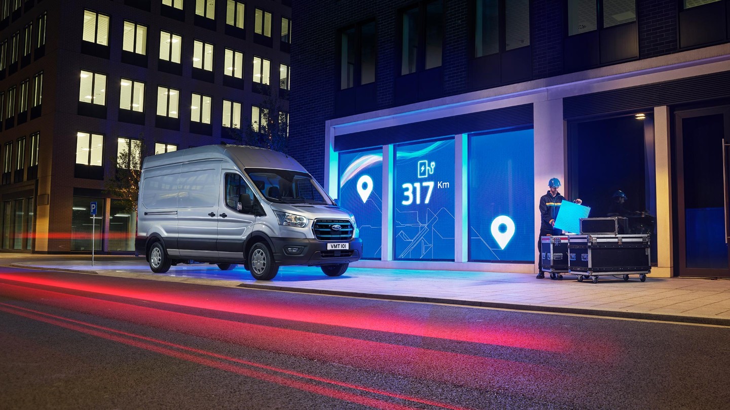 All-New Ford E-Transit parked in city 
