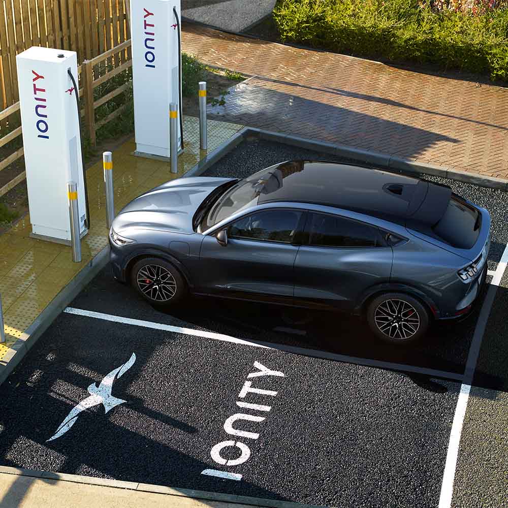 Ford Mustang Mach-E at Ionity charging station