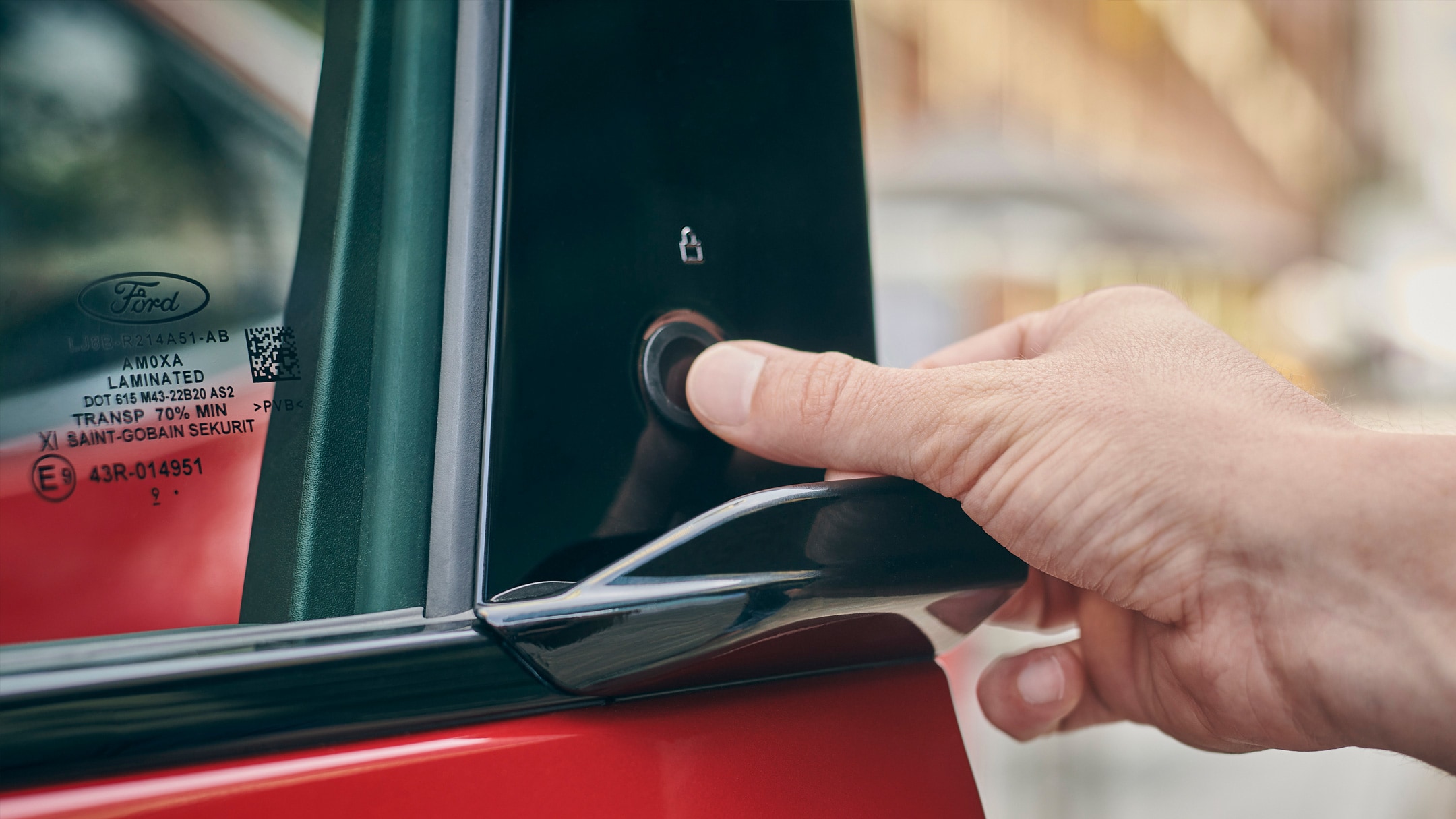 All-New Ford Mustang Mach-E close up on secure door opening