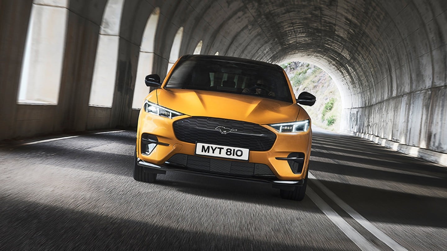 Ford Mustang Mach-E GT driving through tunnel