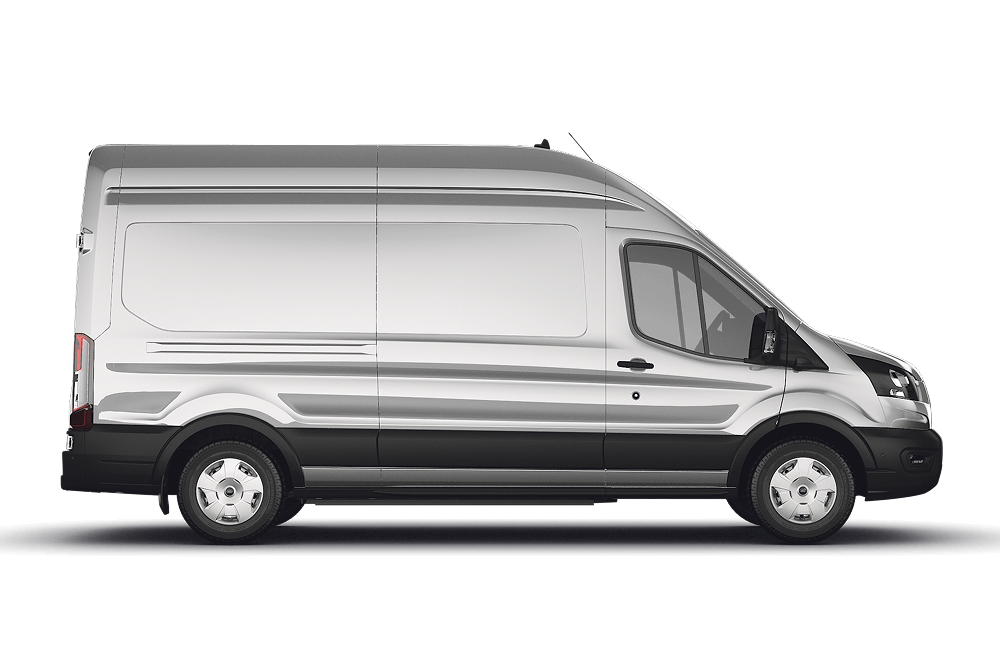 Side profile view of the Ford Transit