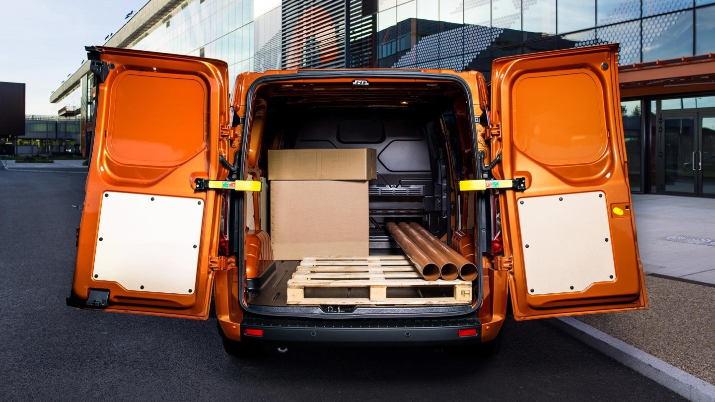 Transit Custom Van with open back door showing load space