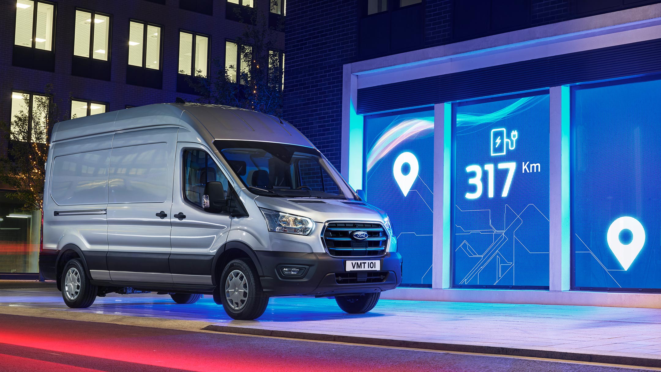 All-New Ford E-Transit parked in city All-New Ford E-Transit parked in city