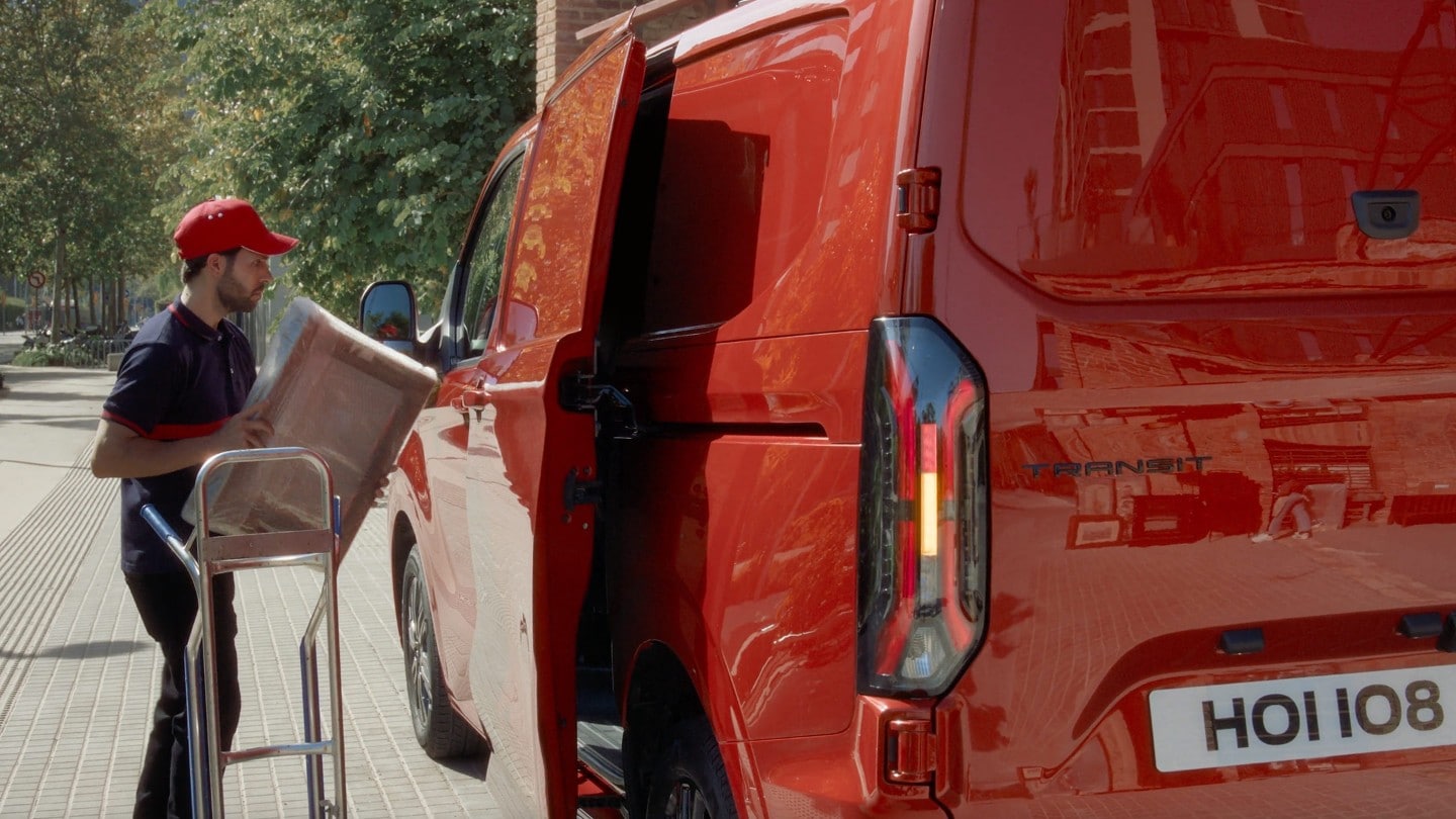 Ford Transit Custom Limited parked, Person making a delivery 