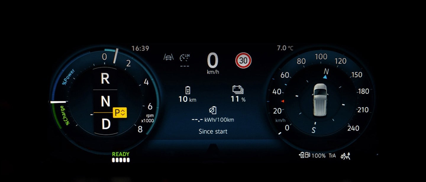 All-New Ford Transit Connect digital instrument cluster overview screen. 