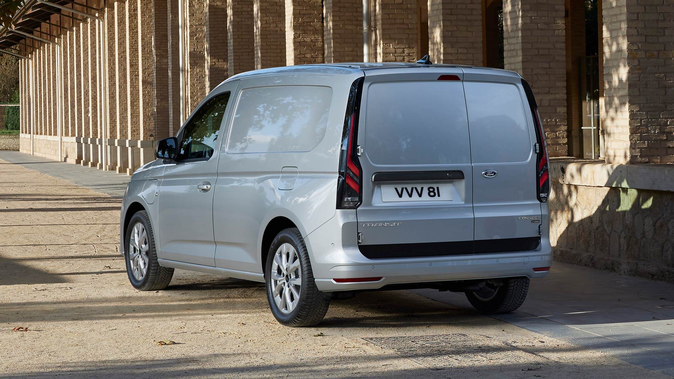 Rear view of All-New Ford Transit Connect in Stardust Silver.