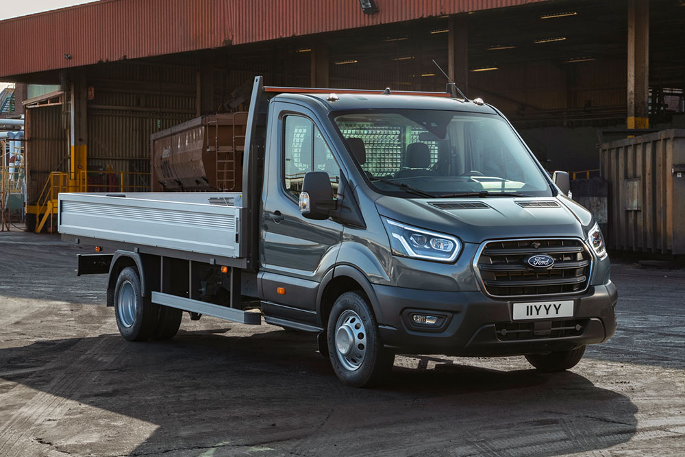 Ford Transit Chassis Cab parked on an industrial estate. 