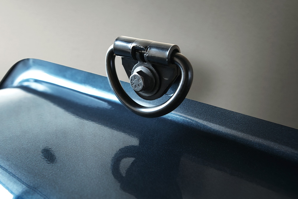 Close-up of Ford Transit Van tie-down point.