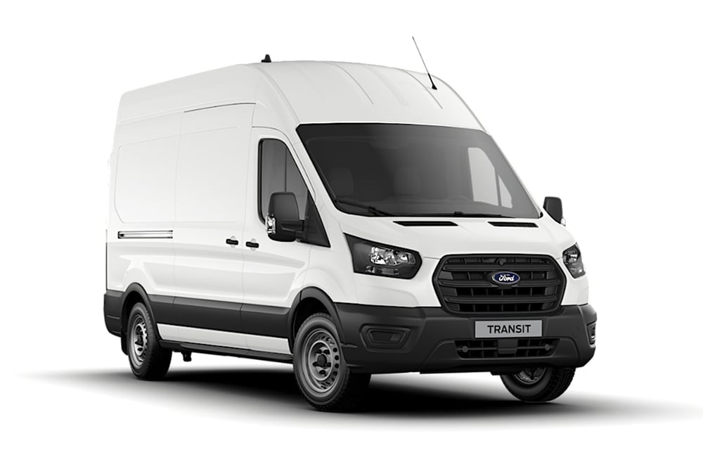 White base series Ford Transit Van.