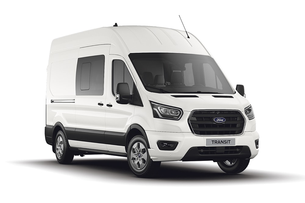 White Ford Transit Van Kombi.