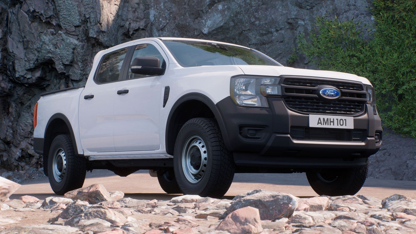 Blue Ford Ranger 3/4 view from the front