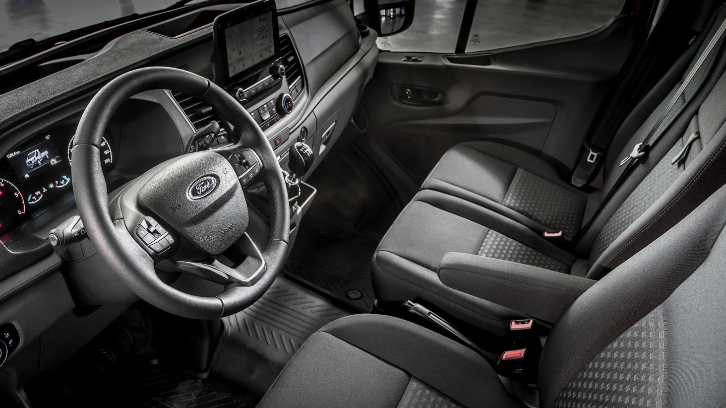 Ford Transit Chassis Cab interior showing coffee cup and stowage space