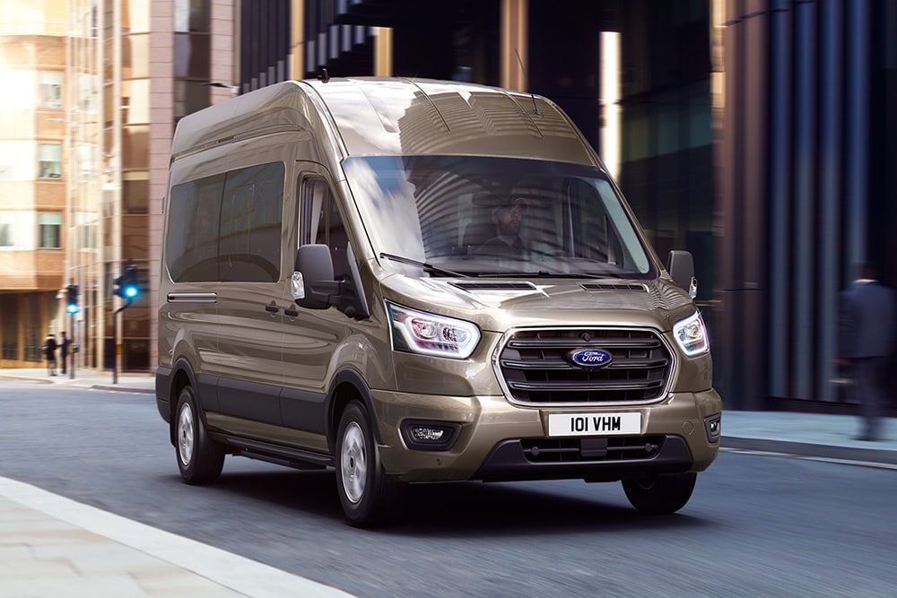 Ford Pro software benefits shown, highlighting the All-Electric E-Transit’s features and uses.