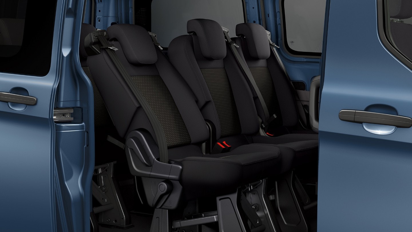Blue Transit Custom Kombi rear seats